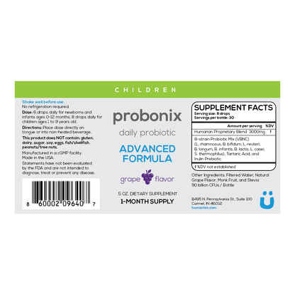 Liquid Probiotic for Infants &amp; Kids - Children Advanced Probonix Grape *Bundle* - 2 Month Supply